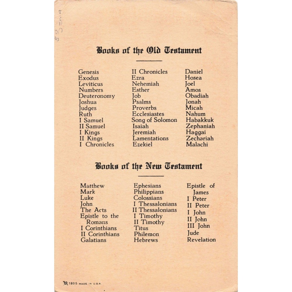 Vintage Books of the Bible Postcard Old New Testament Bookshelf Sunday School - Picture 2 of 2